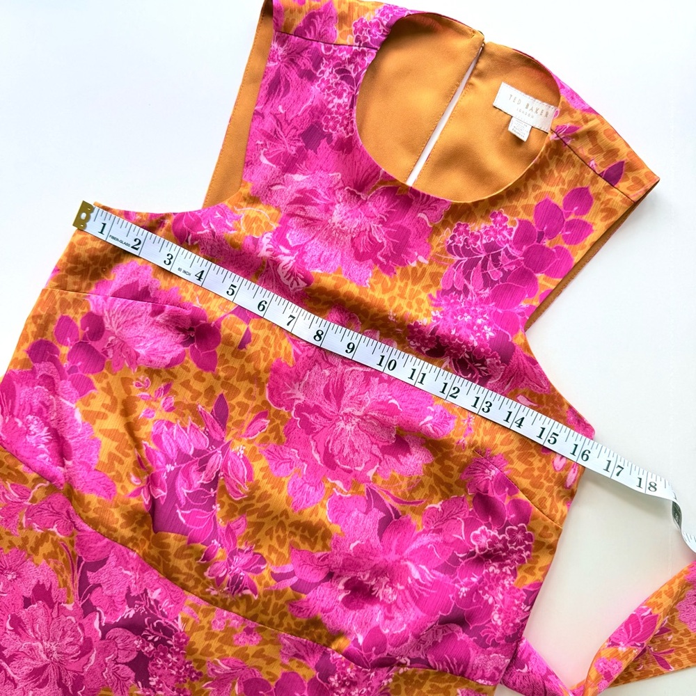 Ted Baker London Bambia Sleeveless Tiered Belted Maxi Dress Pink & Orange 0 2 XS - Picture 11 of 16
